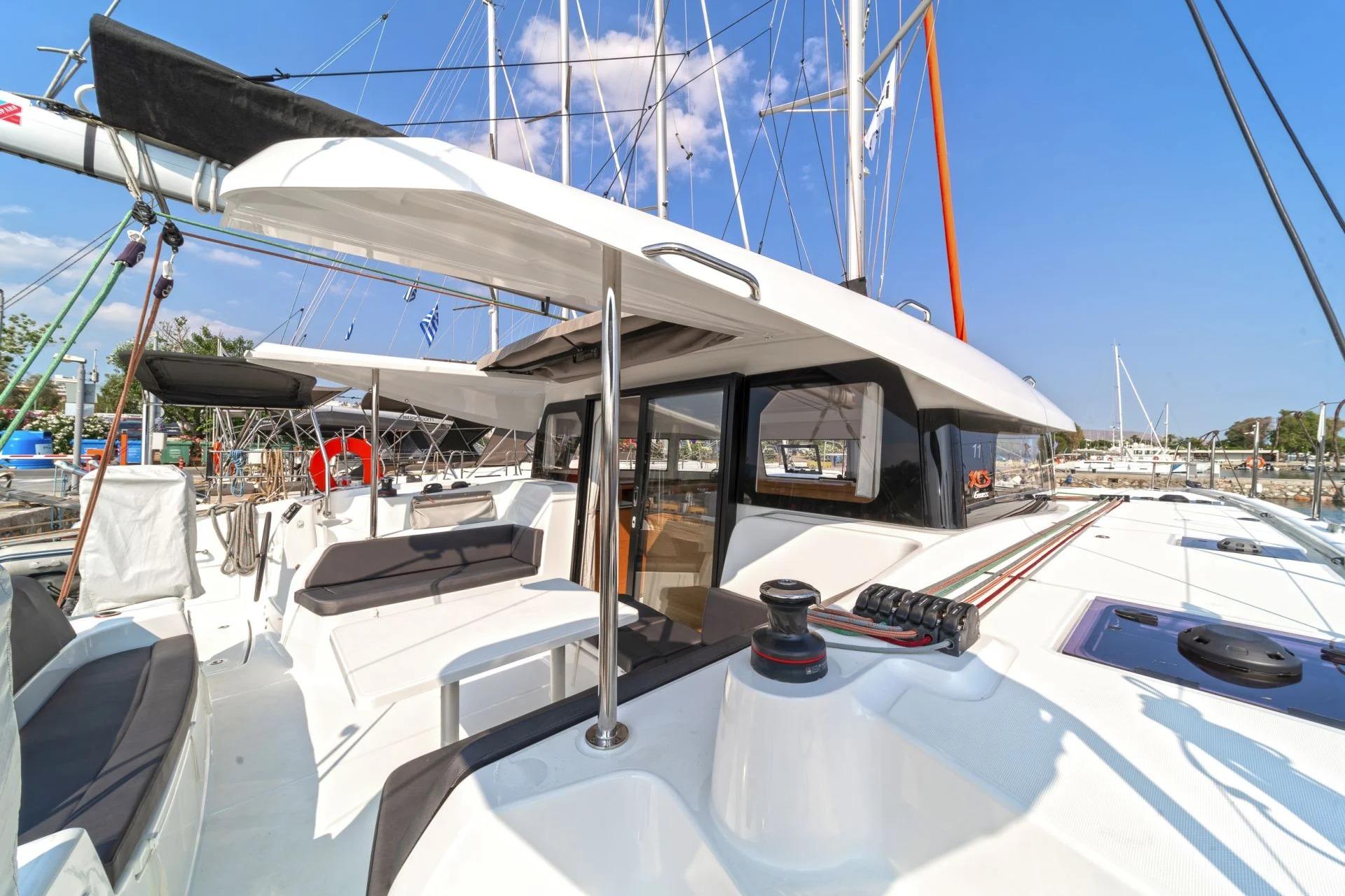 Aft cockpit from the side deck with winch