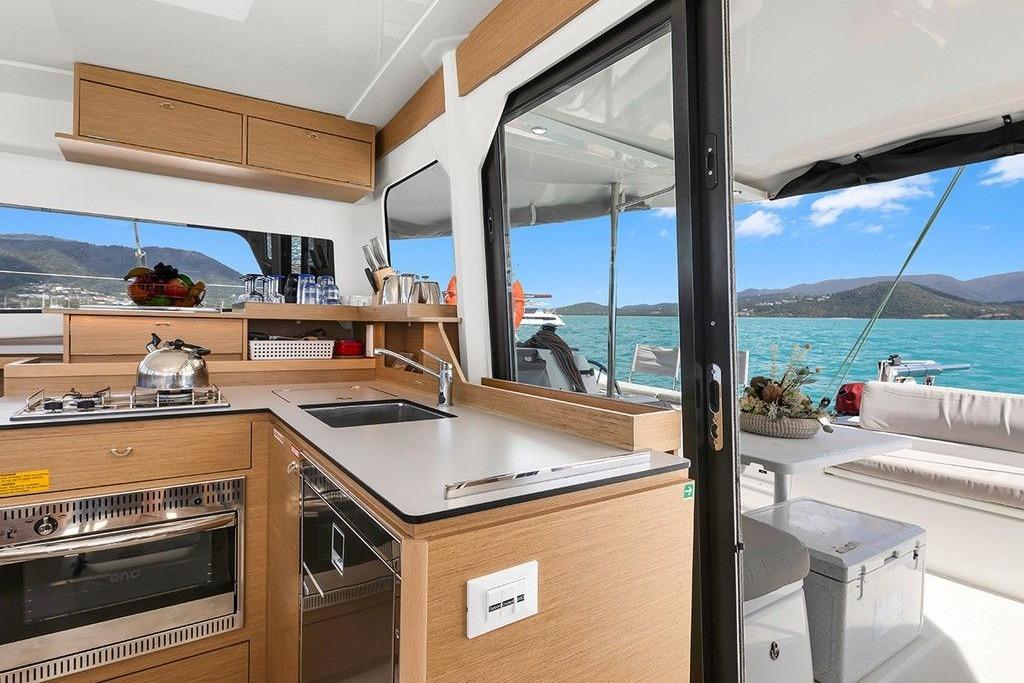 Galley open to the aft cockpit
